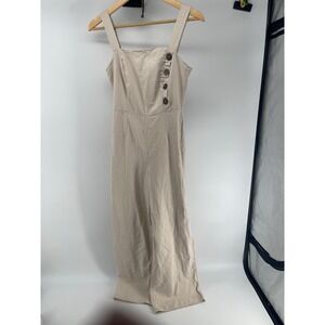 Fishbowl Womens Beige Linen Blend Dress Size 3 Small Button Strap Summer